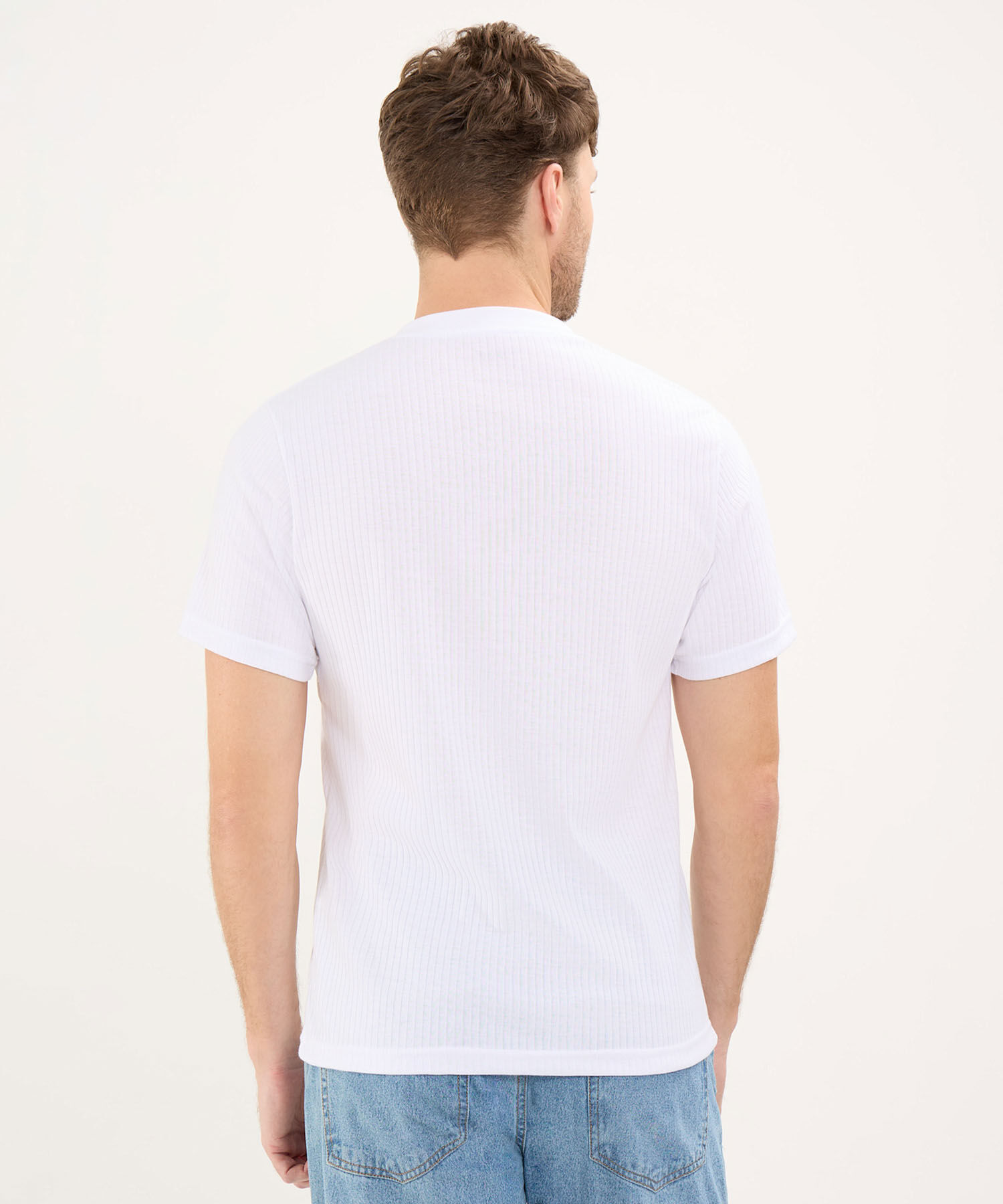 Camiseta Interior Para Hombre Acanalada, Manga Corta